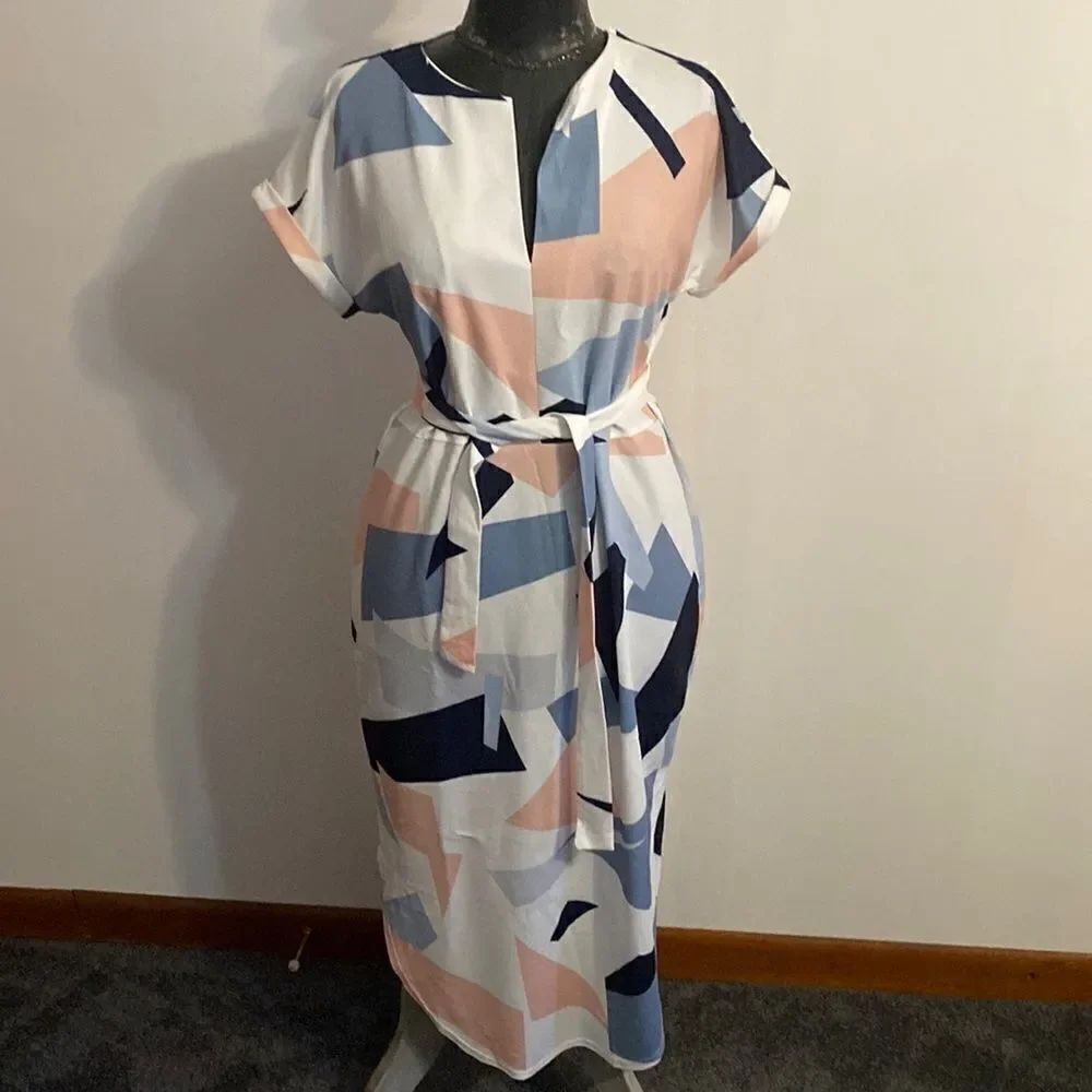 Gina White D2C Geometric shirtdress, size XL